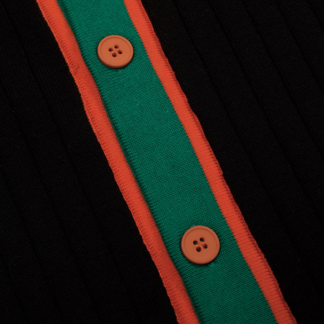 Men's black vintage classic jacquard cardigan