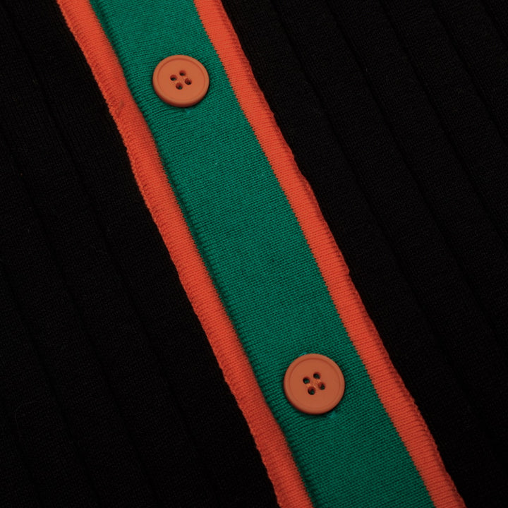 Men's black vintage classic jacquard cardigan