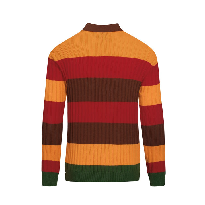 Mehrfarbig gestreiftes klassisches Art-Retro-Strickpoloshirt für Herren