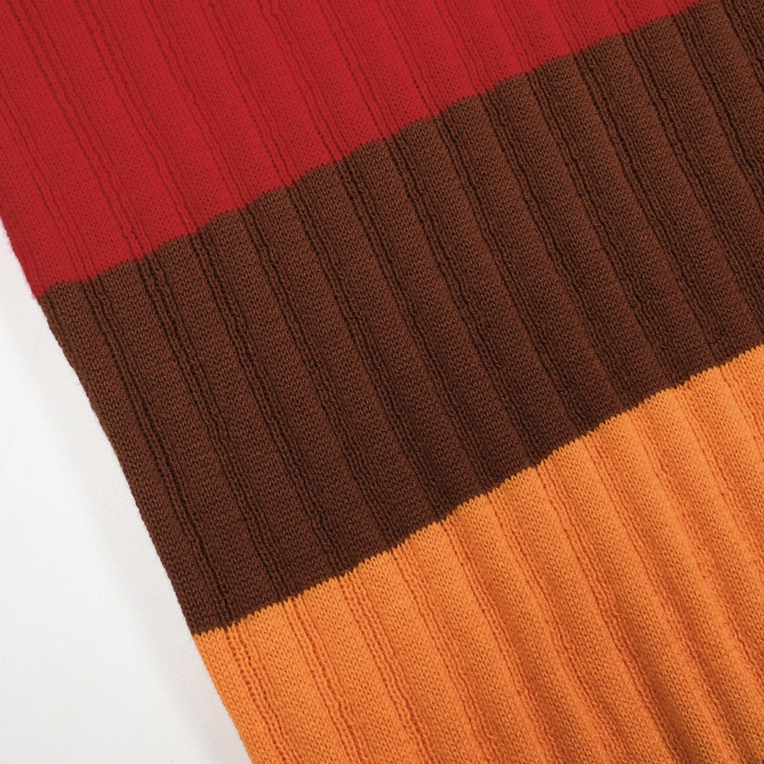 Mehrfarbig gestreiftes klassisches Art-Retro-Strickpoloshirt für Herren