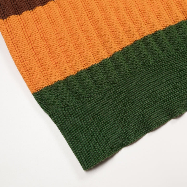 Mehrfarbig gestreiftes klassisches Art-Retro-Strickpoloshirt für Herren