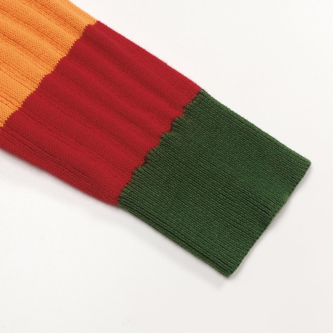 Mehrfarbig gestreiftes klassisches Art-Retro-Strickpoloshirt für Herren