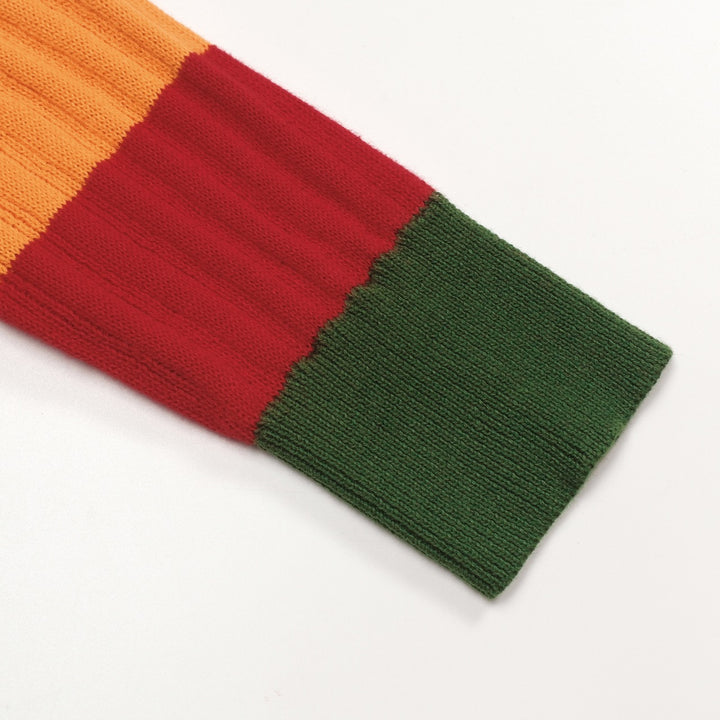 Mehrfarbig gestreiftes klassisches Art-Retro-Strickpoloshirt für Herren