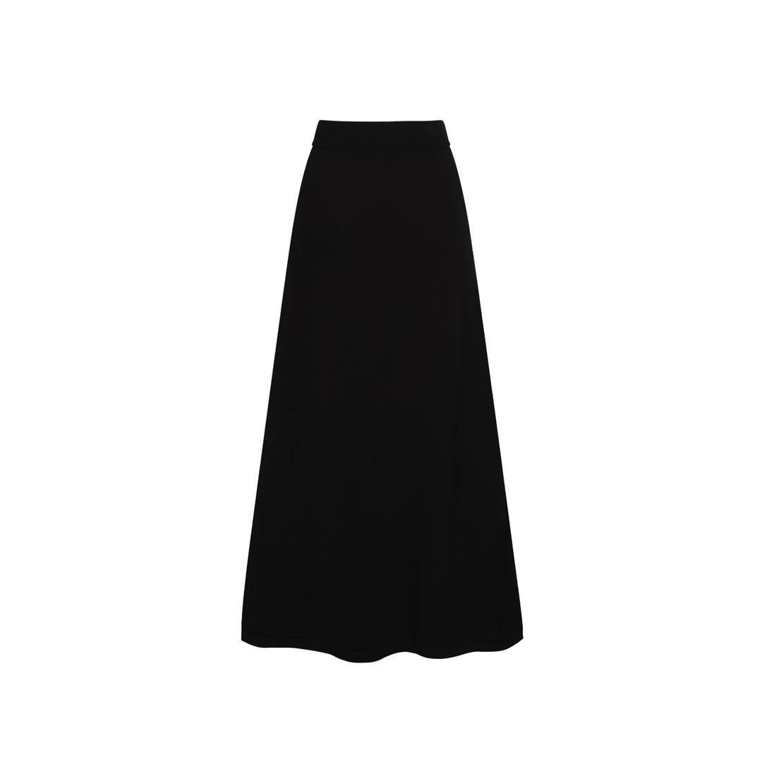 Gonna da donna in maglia jacquard nera con fulmine