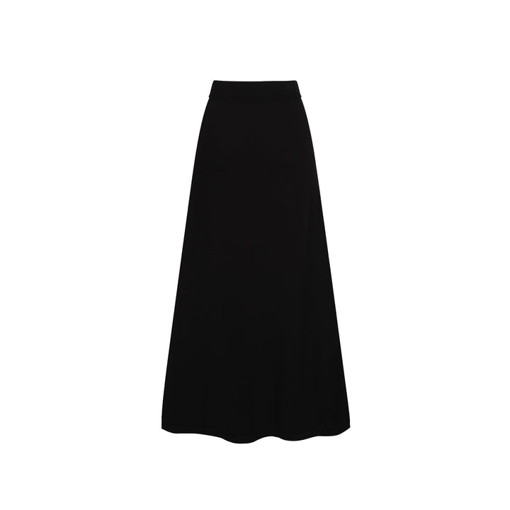 Gonna da donna in maglia jacquard nera con fulmine