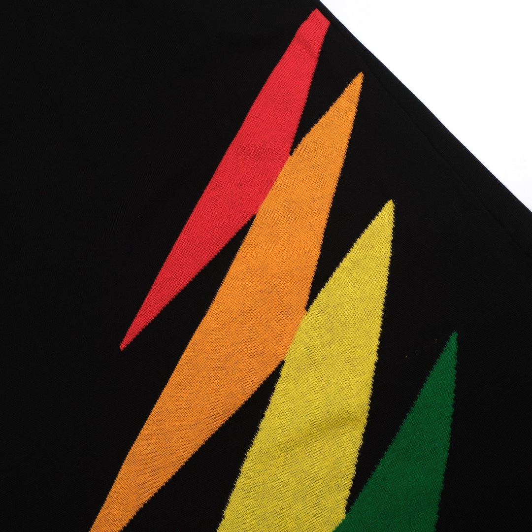 Gonna da donna in maglia jacquard nera con fulmine