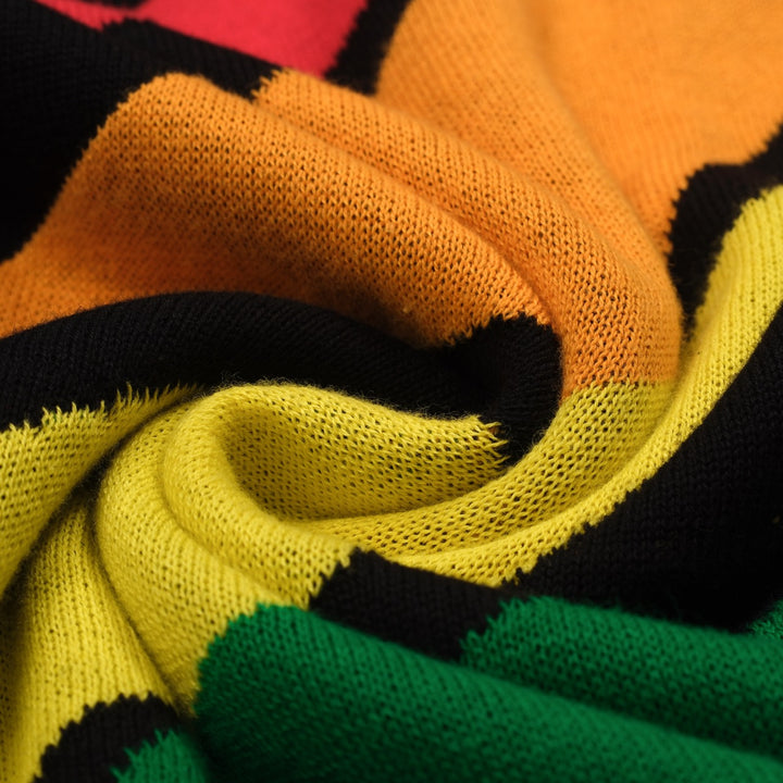 Gonna da donna in maglia jacquard nera con fulmine