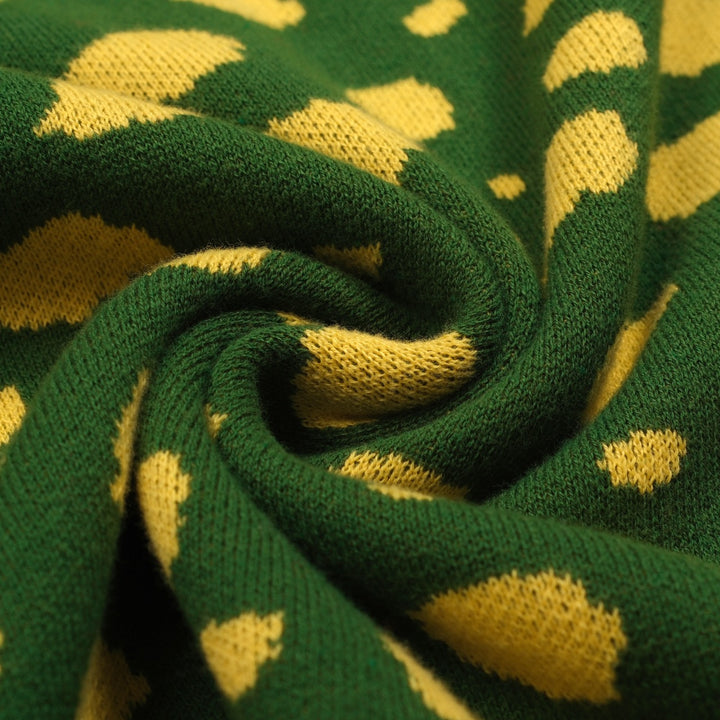 Kvinders grønt leopardprint dyrebluse nederdel strikket jakkesæt