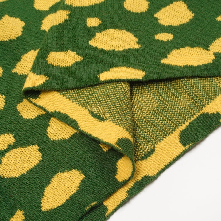 Kvinders grønt leopardprint dyrebluse nederdel strikket jakkesæt