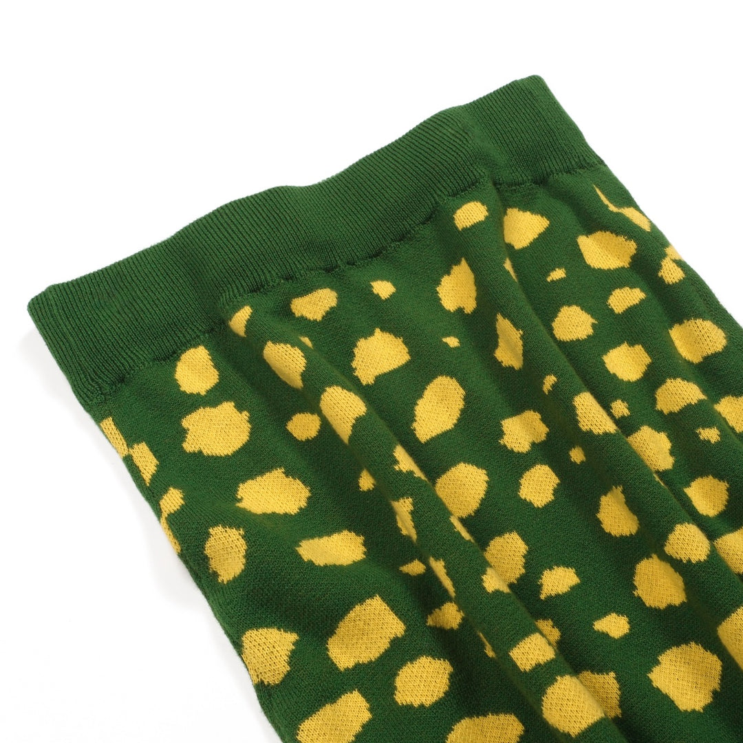 Kvinders grønt leopardprint dyrebluse nederdel strikket jakkesæt