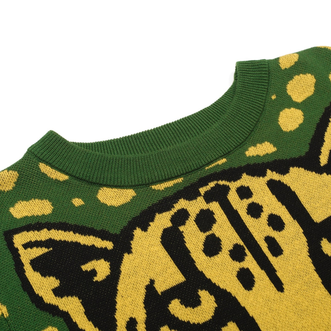 Kvinders grønt leopardprint dyrebluse nederdel strikket jakkesæt