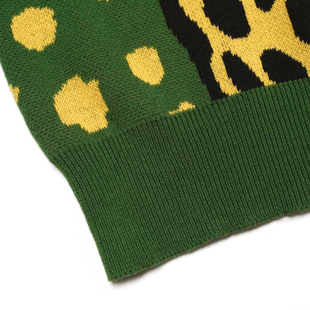 Kvinders grønt leopardprint dyrebluse nederdel strikket jakkesæt