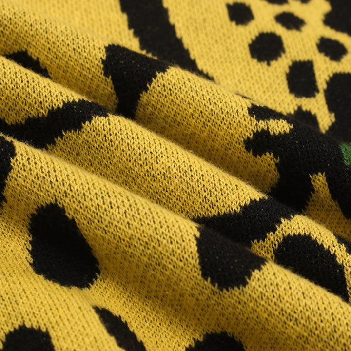 Kvinders grønt leopardprint dyrebluse nederdel strikket jakkesæt