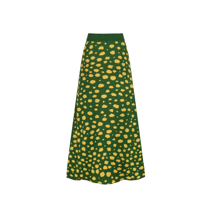 Kvinders grønt leopardprint dyrebluse nederdel strikket jakkesæt