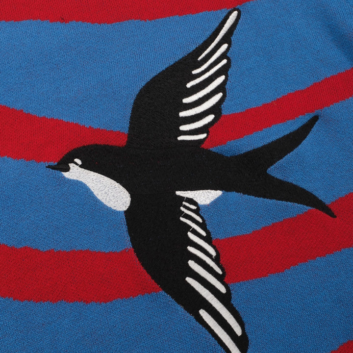 Stribet jakkesæt med broderet svaletop nederdel til kvinder