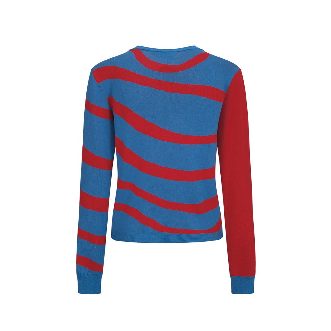 Stribet jakkesæt med broderet svaletop nederdel til kvinder