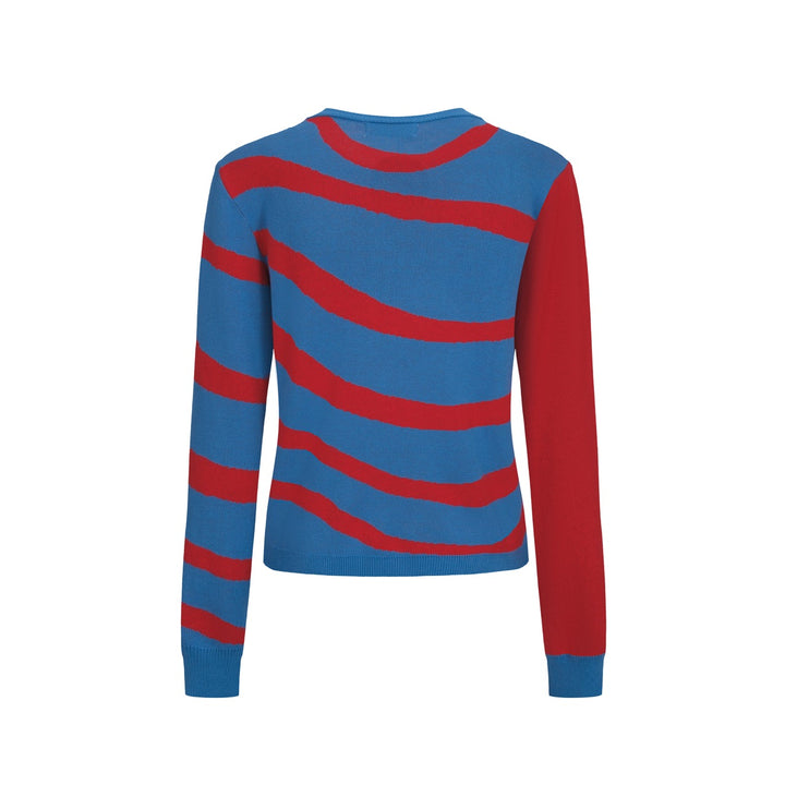 Stribet jakkesæt med broderet svaletop nederdel til kvinder