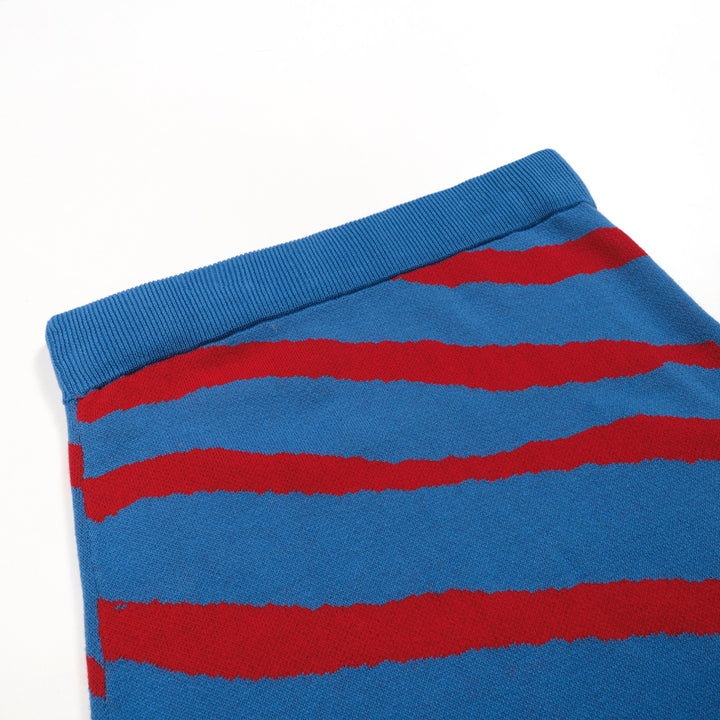 Stribet jakkesæt med broderet svaletop nederdel til kvinder