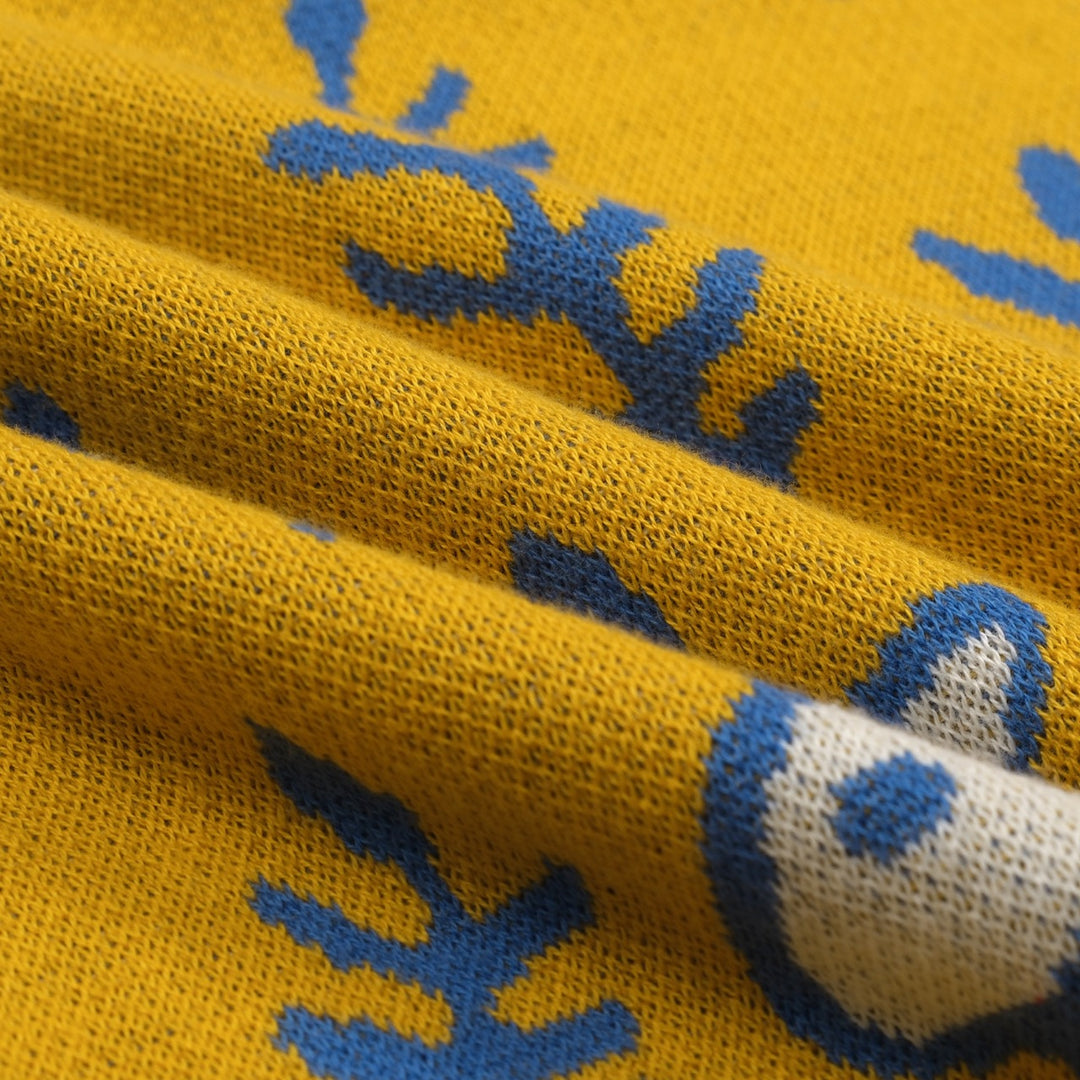 Kvinders gule kanin plante strikket kjole strikket sæt