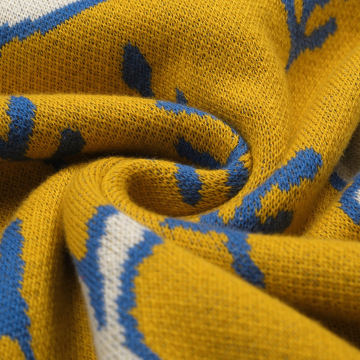 Kvinders gule kanin plante strikket kjole strikket sæt