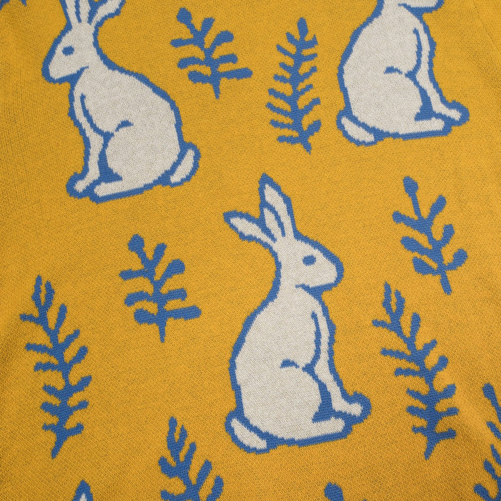 Kvinders gule kanin plante strikket kjole strikket sæt