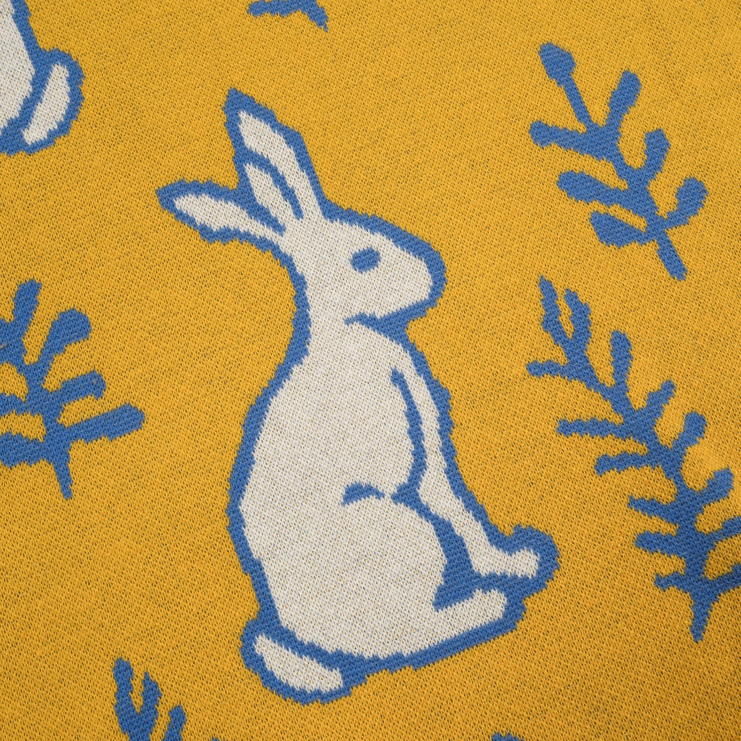 Kvinders gule kanin plante strikket kjole strikket sæt