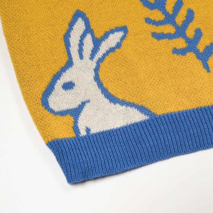 Kvinders gule kanin plante strikket kjole strikket sæt