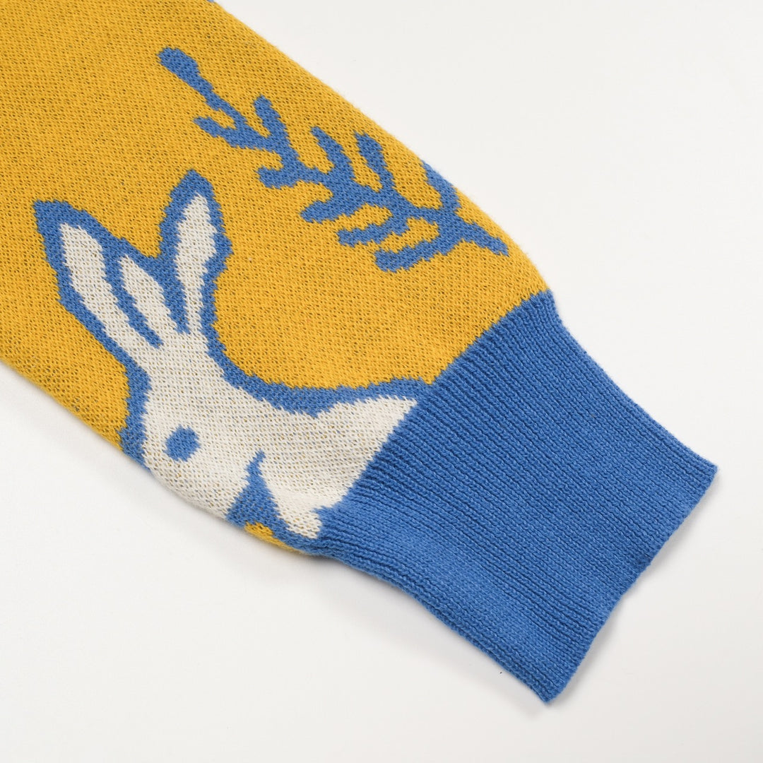 Kvinders gule kanin plante strikket kjole strikket sæt