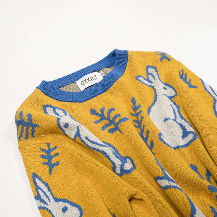 Kvinders gule kanin plante strikket kjole strikket sæt