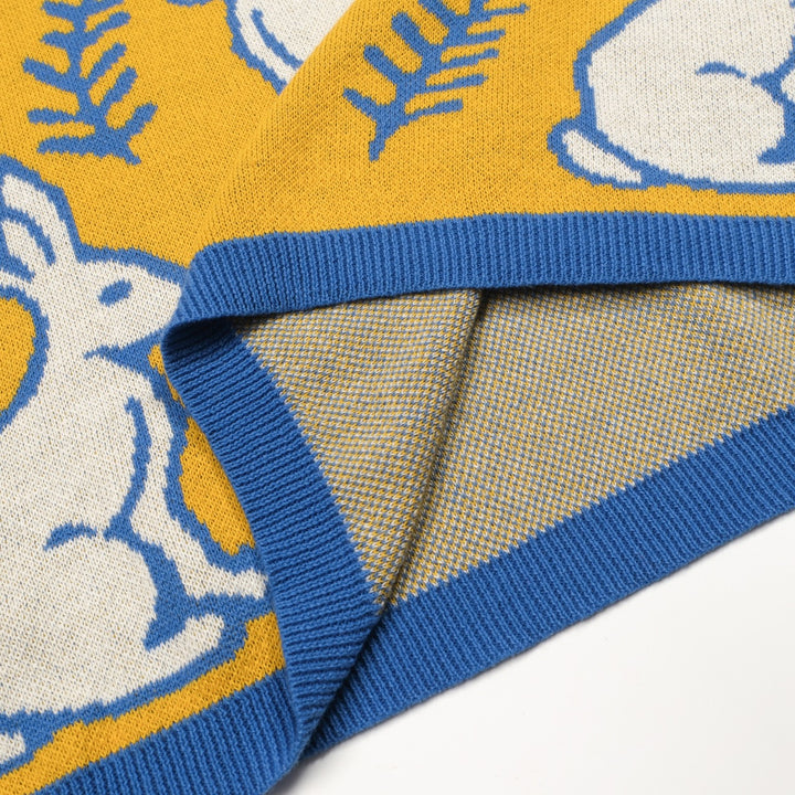 Kvinders gule kanin plante strikket kjole strikket sæt