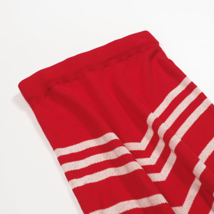 Women's red cat striped animal top skirt knit suit