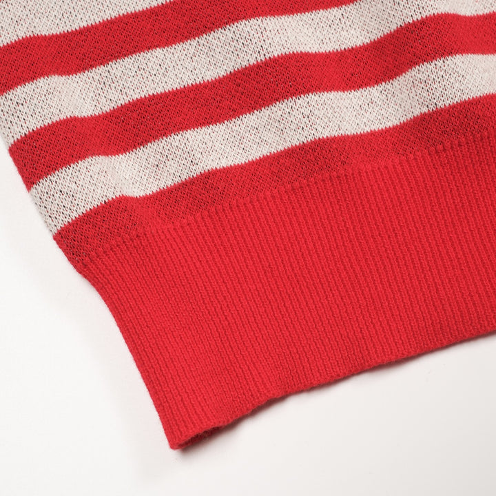 Women's red cat striped animal top skirt knit suit