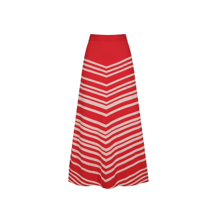 Women's red cat striped animal top skirt knit suit