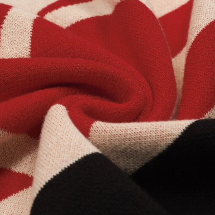 Women's black love stripe vintage jacquard knitwear