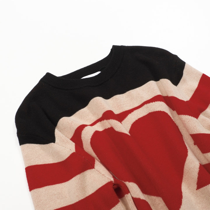 Women's black love stripe vintage jacquard knitwear