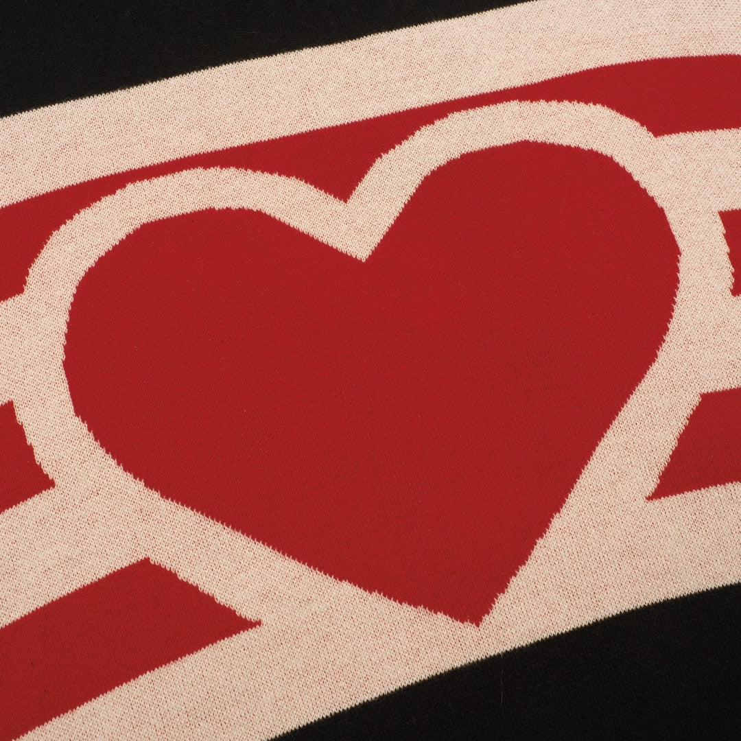 Women's black love stripe vintage jacquard knitwear