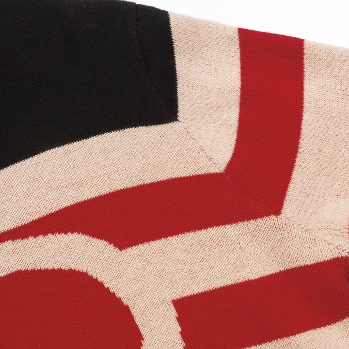 Women's black love stripe vintage jacquard knitwear