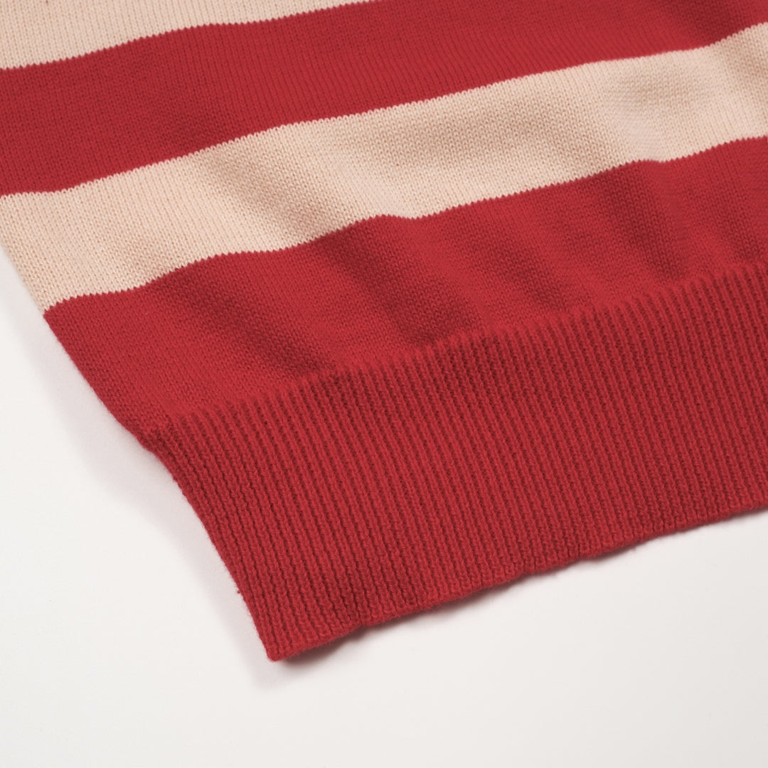 Jersey de mujer con manga abullonada y gato a rayas rojas