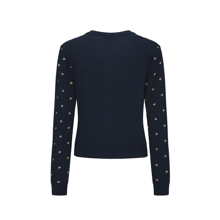 Kvinders mørkeblå magpie plante jacquard cardigan - Cropped Length