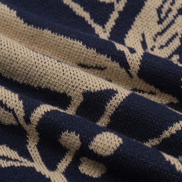 Kvinders mørkeblå magpie plante jacquard cardigan - Cropped Length