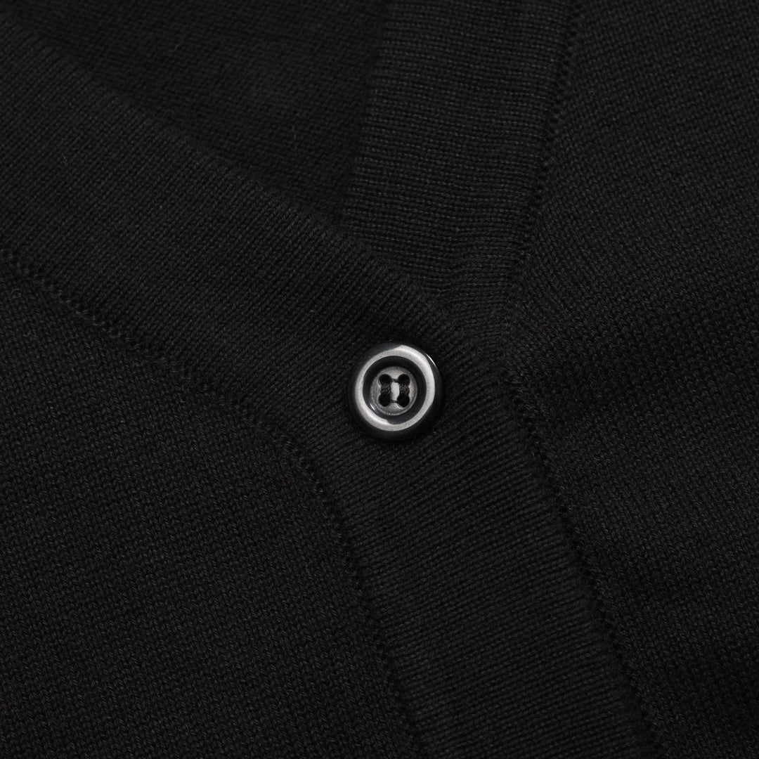 Brodert strikket cardigan med svart rose for kvinner - Cropped Length