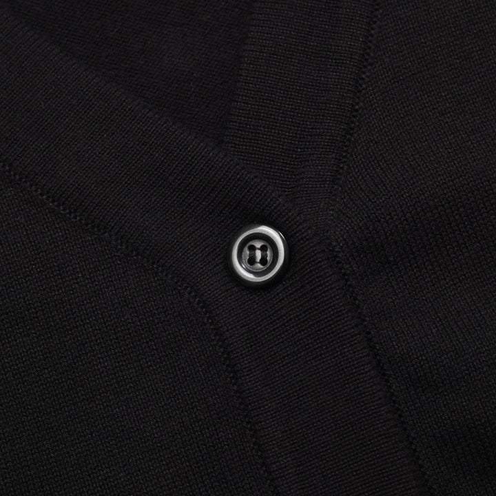 Brodert strikket cardigan med svart rose for kvinner - Cropped Length