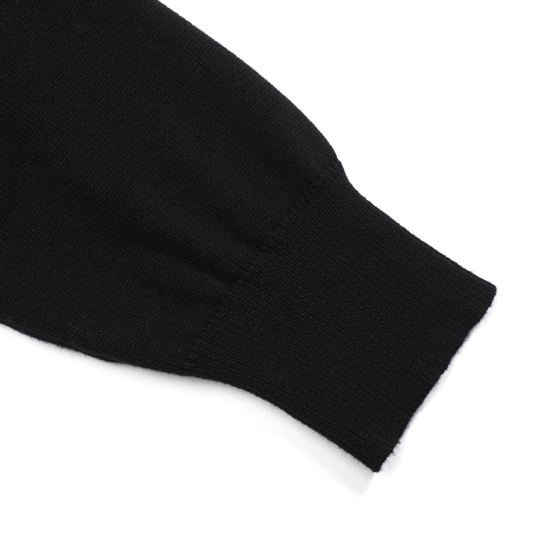 Brodert strikket cardigan med svart rose for kvinner - Cropped Length