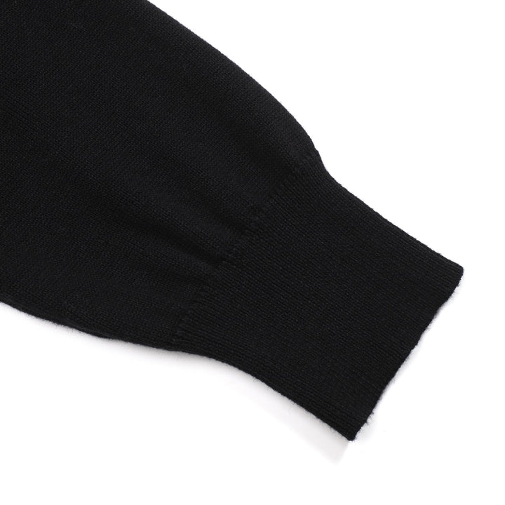 Brodert strikket cardigan med svart rose for kvinner - Cropped Length