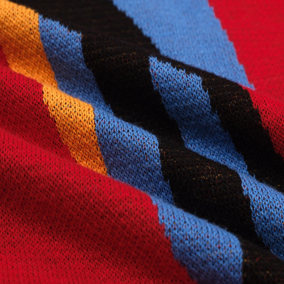 Men's red art Bird vintage jacquard cardigan