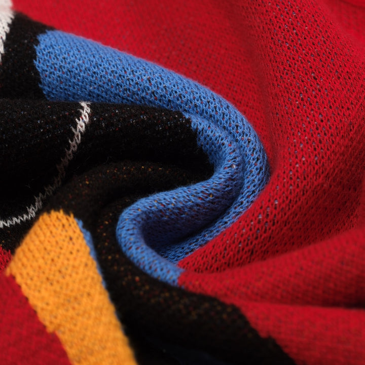 Men's red art Bird vintage jacquard cardigan