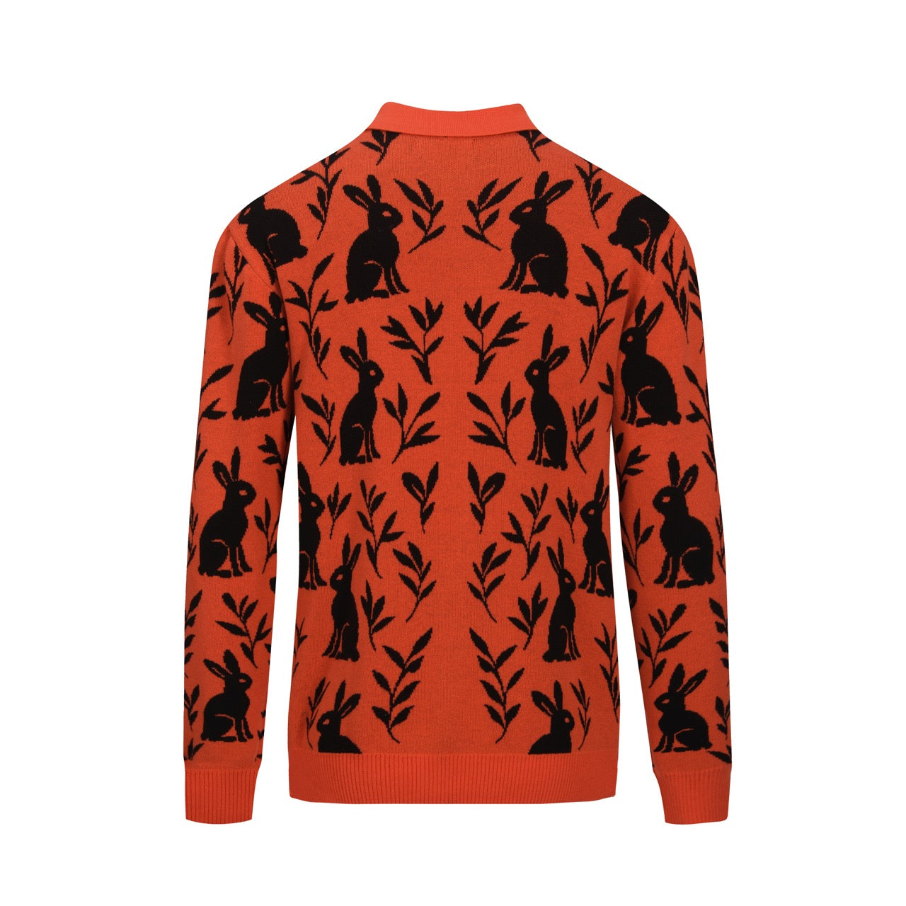 Men's orange rabbit plant jacquard cardigan – OXKnit