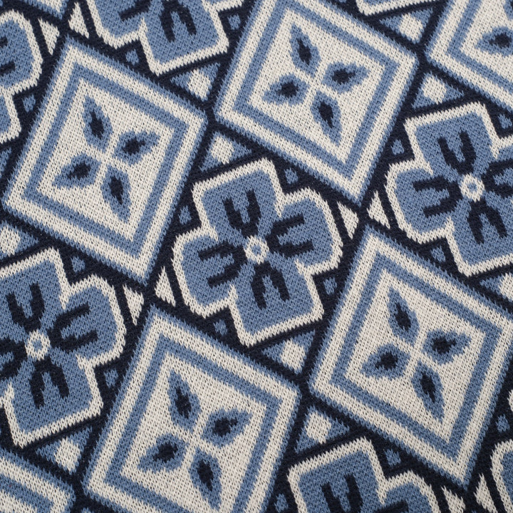 Donkerblauwe gebreide herenpolo met V-hals uit de jaren 60