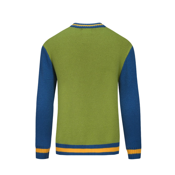 Men's blue puppy basketball jacquard vintage knitwear