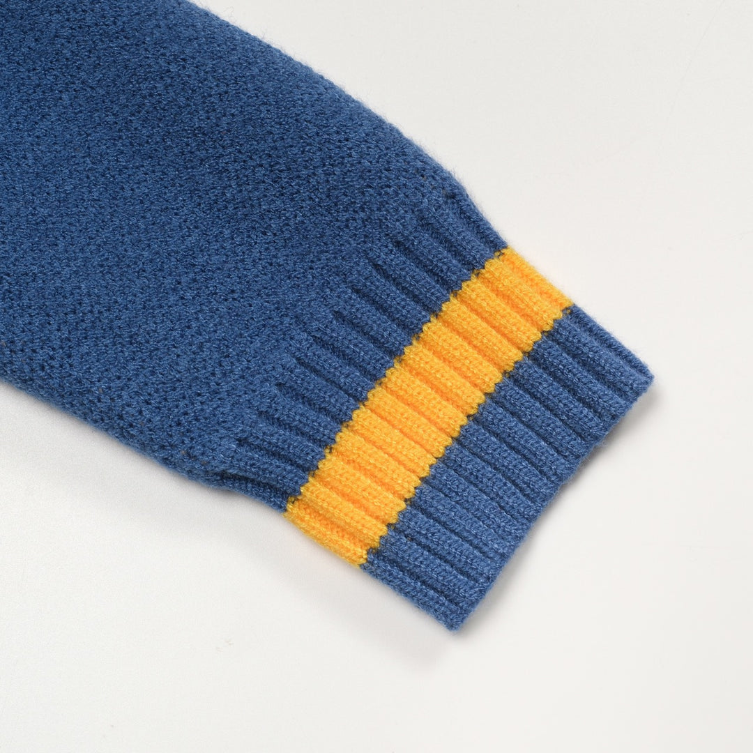 Men's blue puppy basketball jacquard vintage knitwear